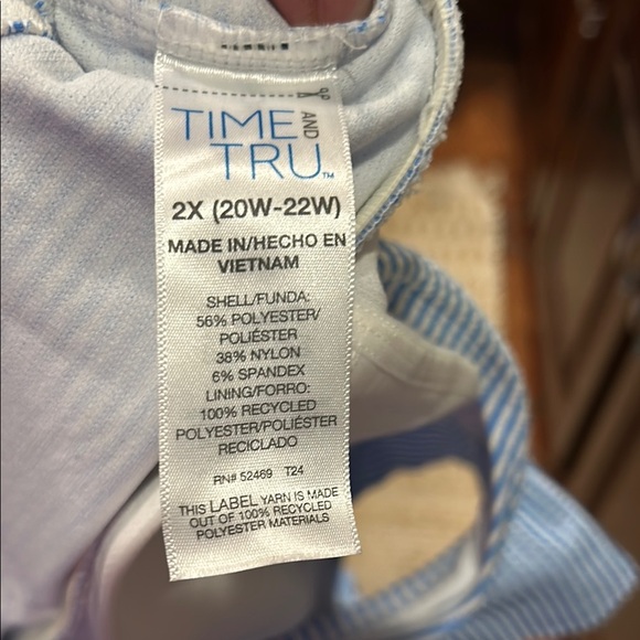 Time and Tru Blue Striped One Piece Swimsuit - Picture 12 of 12